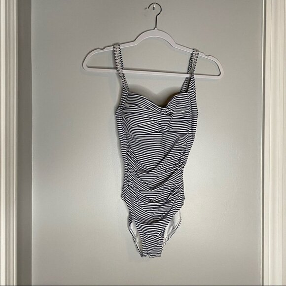 Revolve Bond-eye Australia Black White Striped One Piece Bathing Suit - Picture 2 of 7